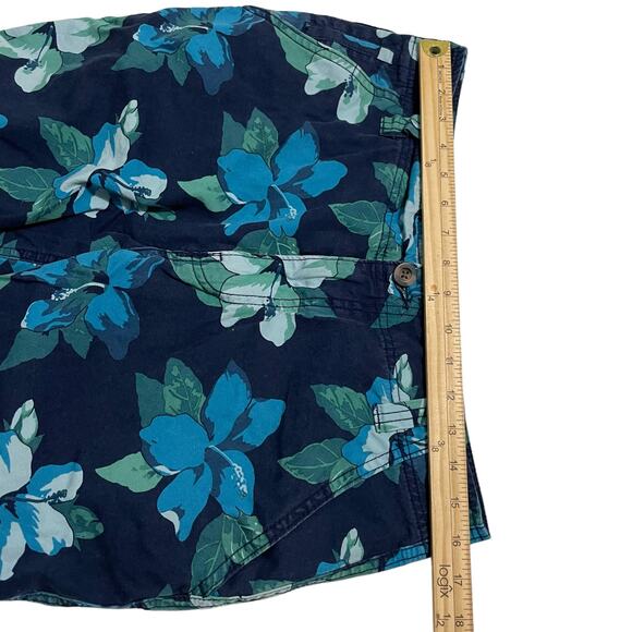 Mossimo Shorts Mens Size 32 Blue Chino Hawaiian Floral Flat Front 10" Inseam - Picture 8 of 8